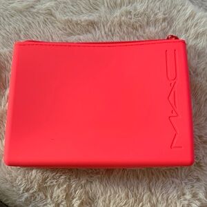 MAC Cosmetics Vibrant Orange Red Colored Silicone/Rubber Feel Makeup Pouch Only